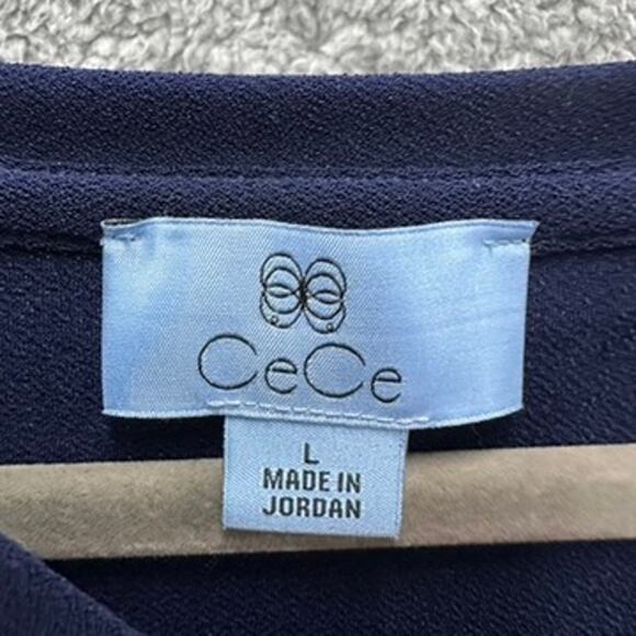 CeCe Large Blue Top Sheer Floral Sleeves Casual Work Office EUC - Picture 3 of 8